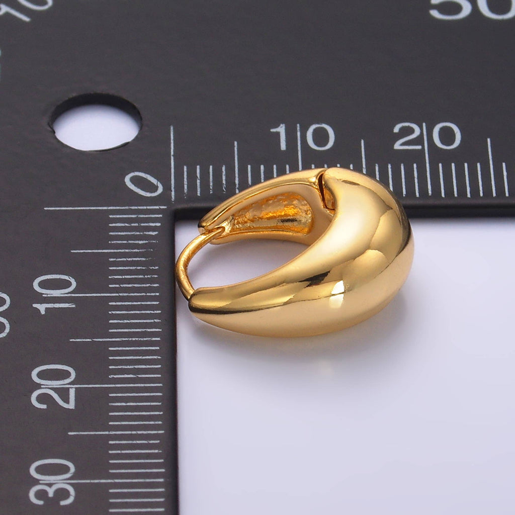 Gold Dome Hoops Earrings 15mm Minimalist Jewelry