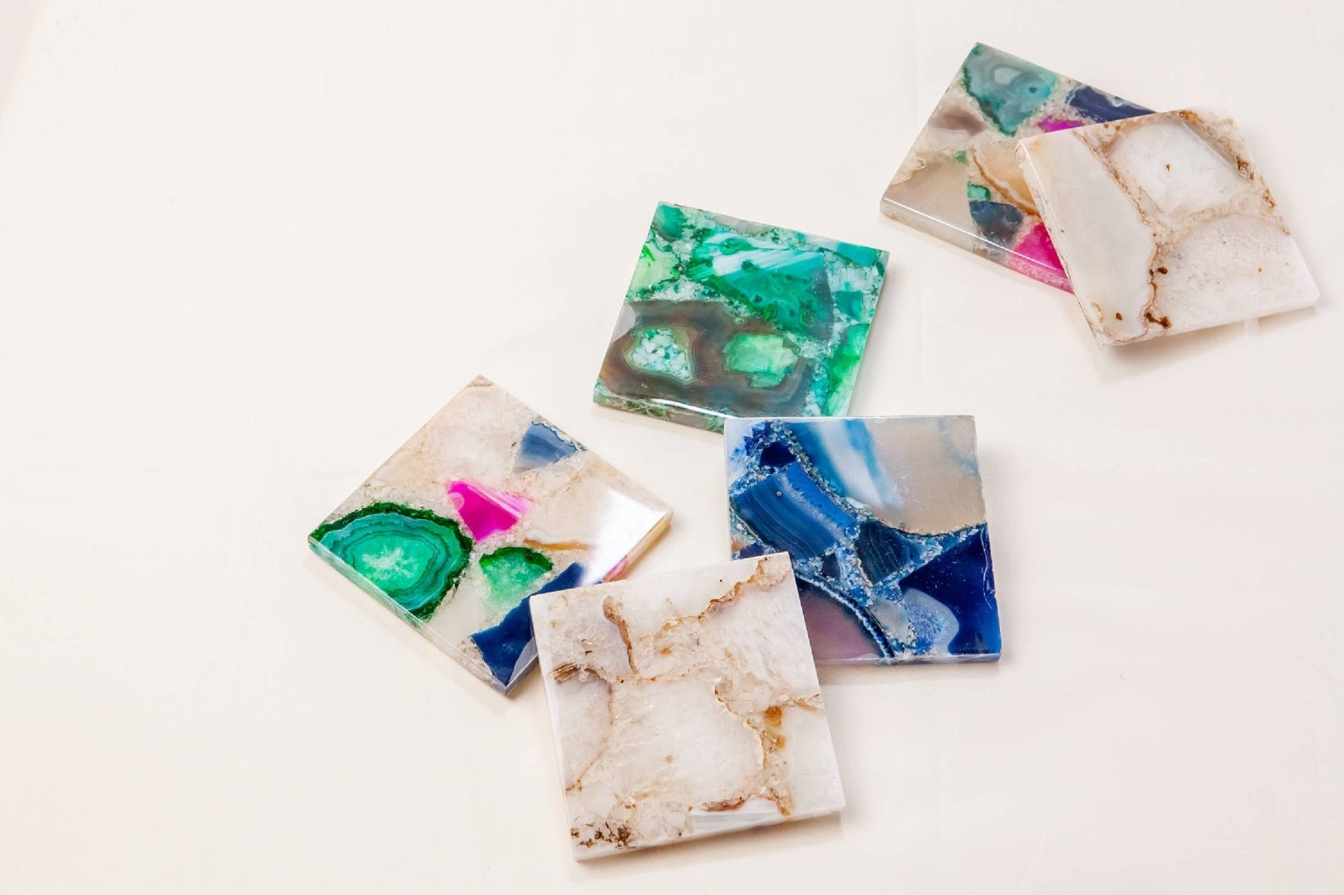 Set of 4 White Agate Coasters