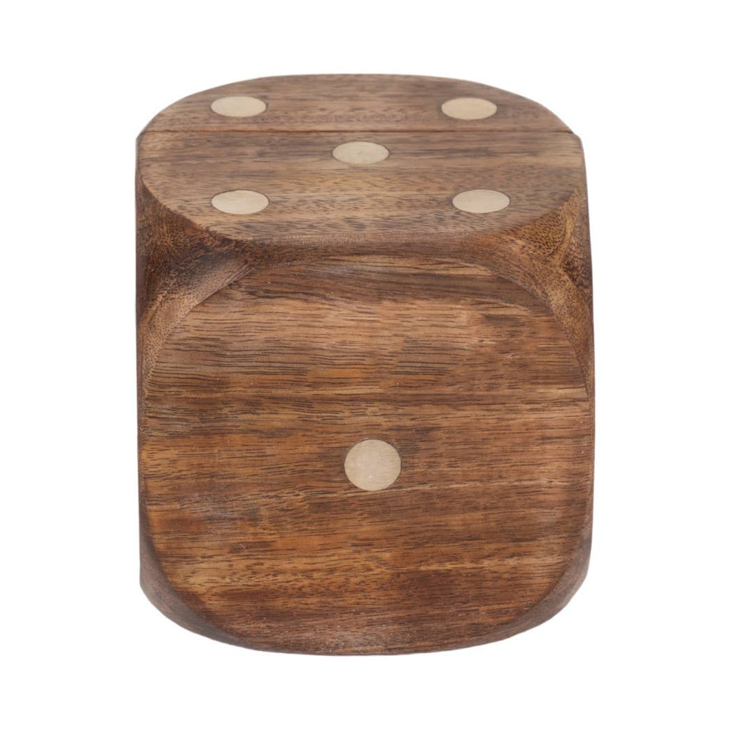 Box Game Set - Brown Mango Wood - Dice Shaped Storage