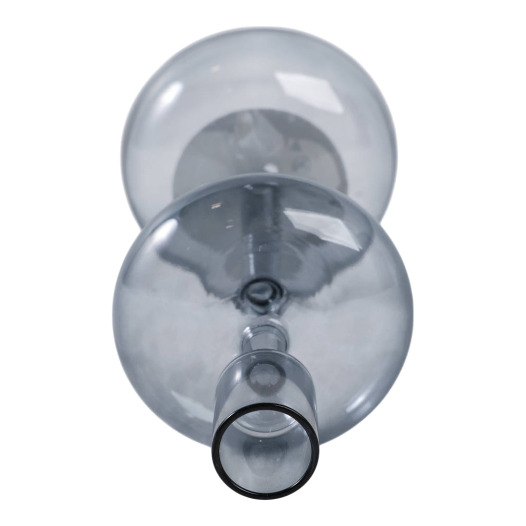 Candle Holder - Blue Glass Retro Bubble Taper, 10 in.