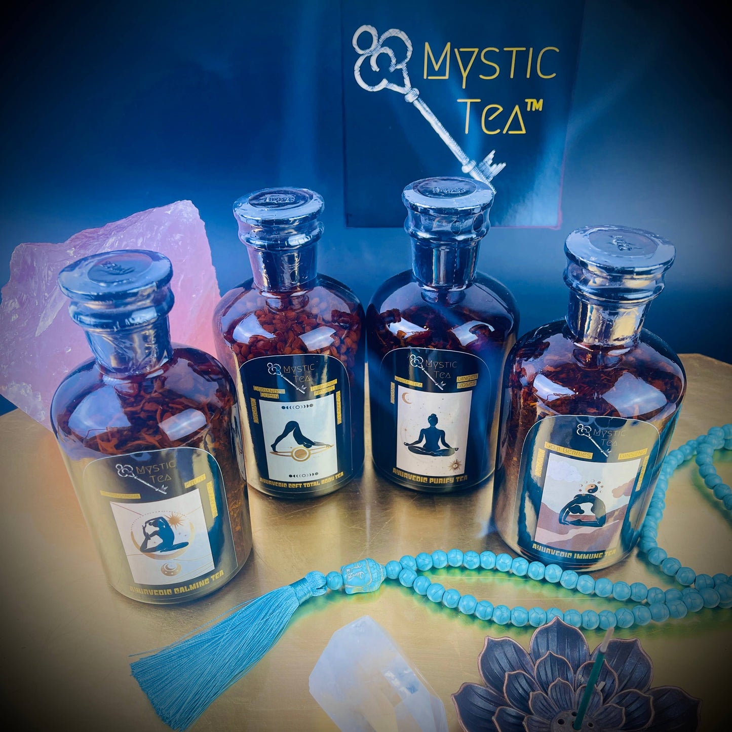 Mystic Tea Ayurvedic Blends in Glass Brown Apothecary Jars : PURIFY