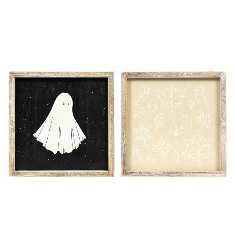 50500 - 10x10 wood sign (GHOST/LEAF) Halloween Fall Décor