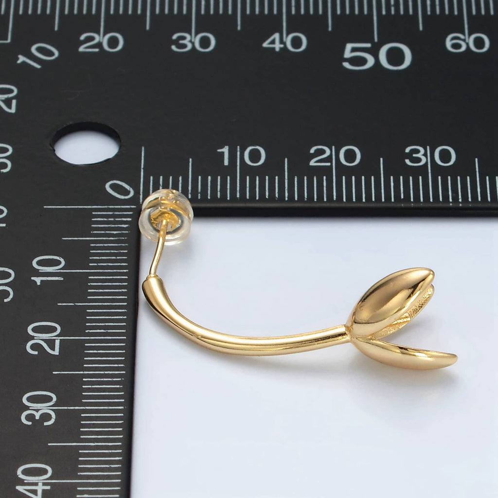 24K Gold Filled Tulip Flower Drop Stud Earrings | Q-386