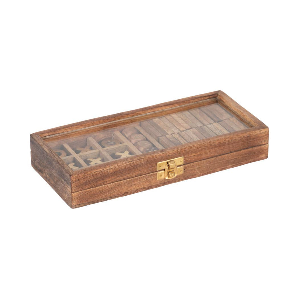 Wooden Elegant Casual Table Game Box - Brown, 9 x 4 in.