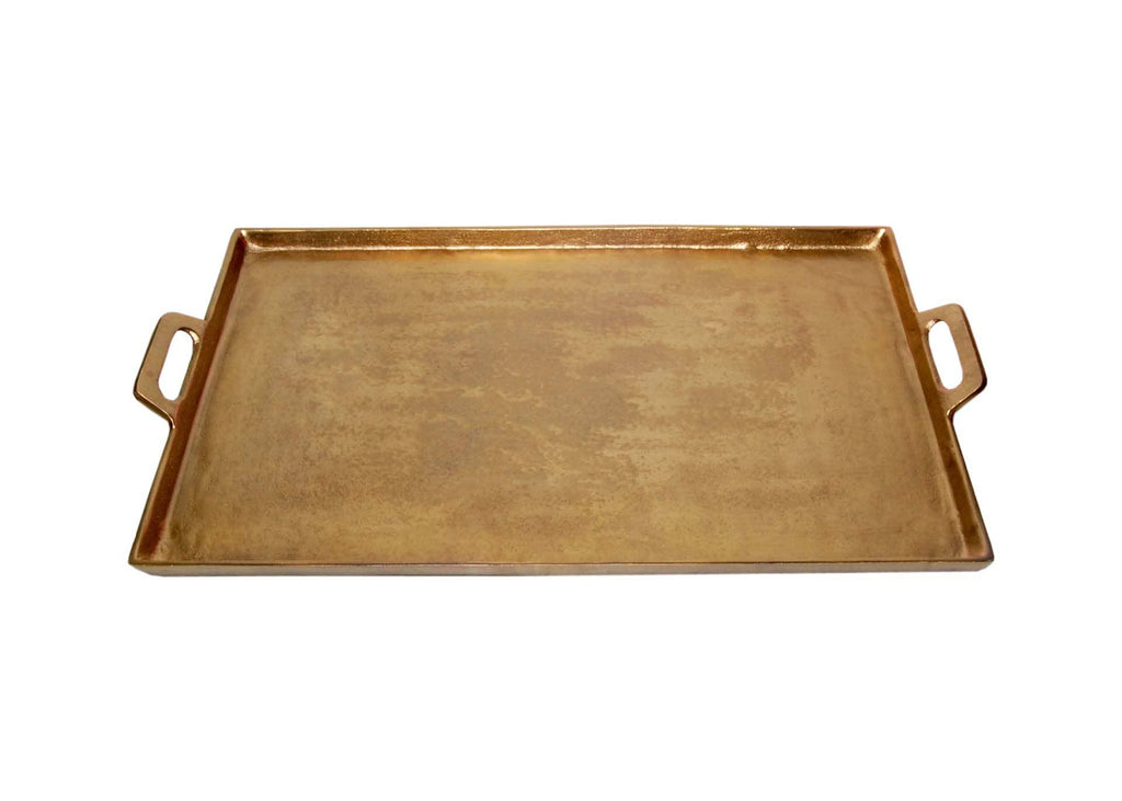 Aluminum Tray w/Handles Antique Brass