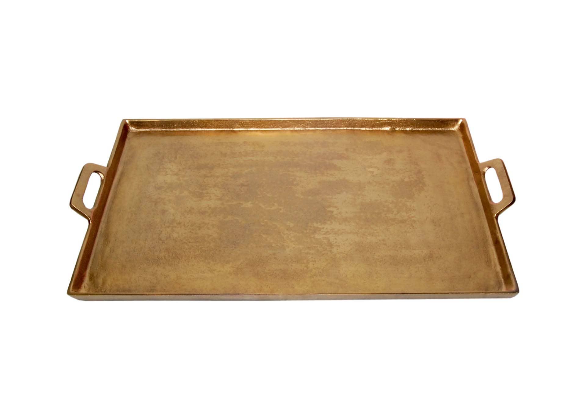 Aluminum Tray w/Handles Antique Brass