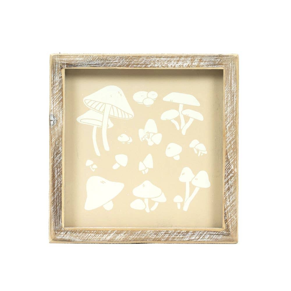50502 - 7x7 wood sign (GHOST/MUSHROOM) Halloween Fall Décor