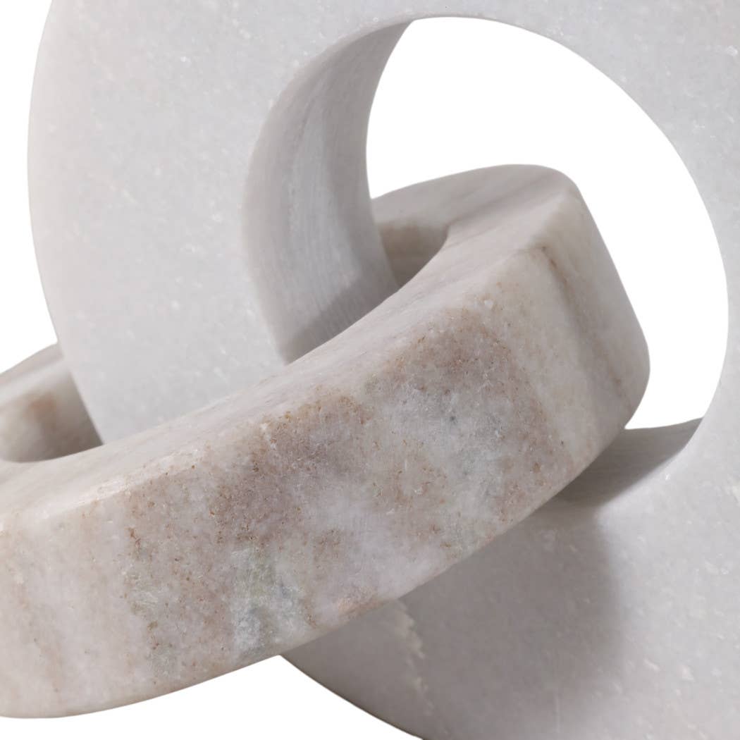 Sculpture Double Ring - White/Beige Marble Finish, 6 in.