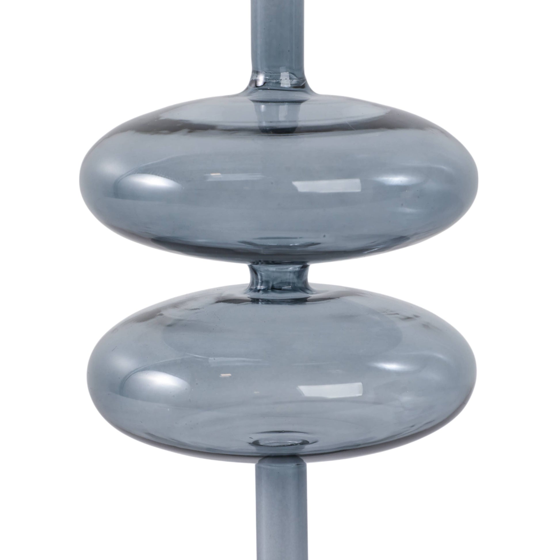 Candle Holder - Blue Glass Retro Bubble Taper, 11 in.