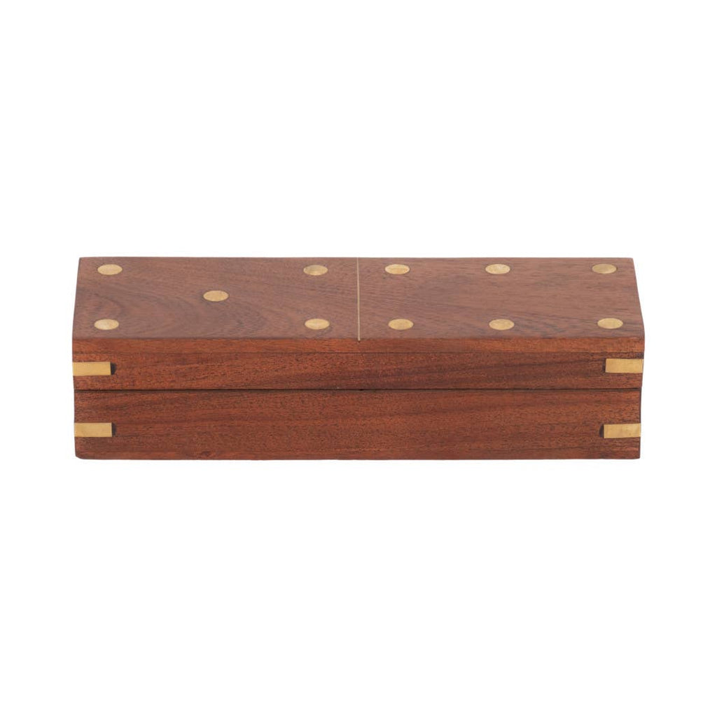 Box Game Set - Brown Wood Rectangular Dominoes, 8 in.