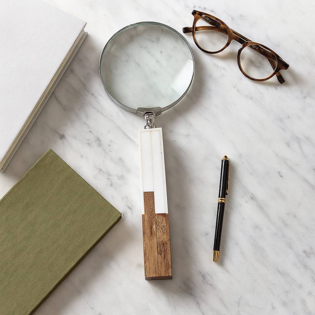 Decorative Object - White Resin 2-Toned Magnifying, 10 in.