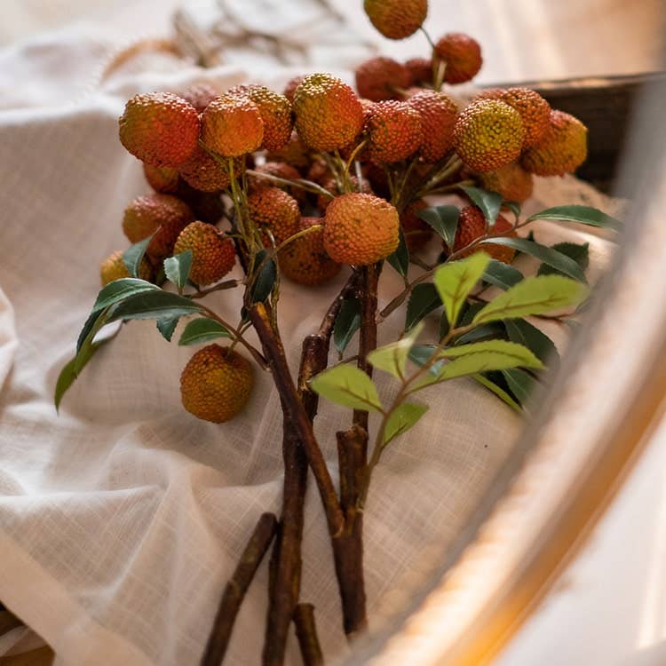 Artificial Fruit Lychee Stem 27" Tall