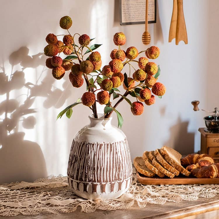 Artificial Fruit Lychee Stem 27" Tall