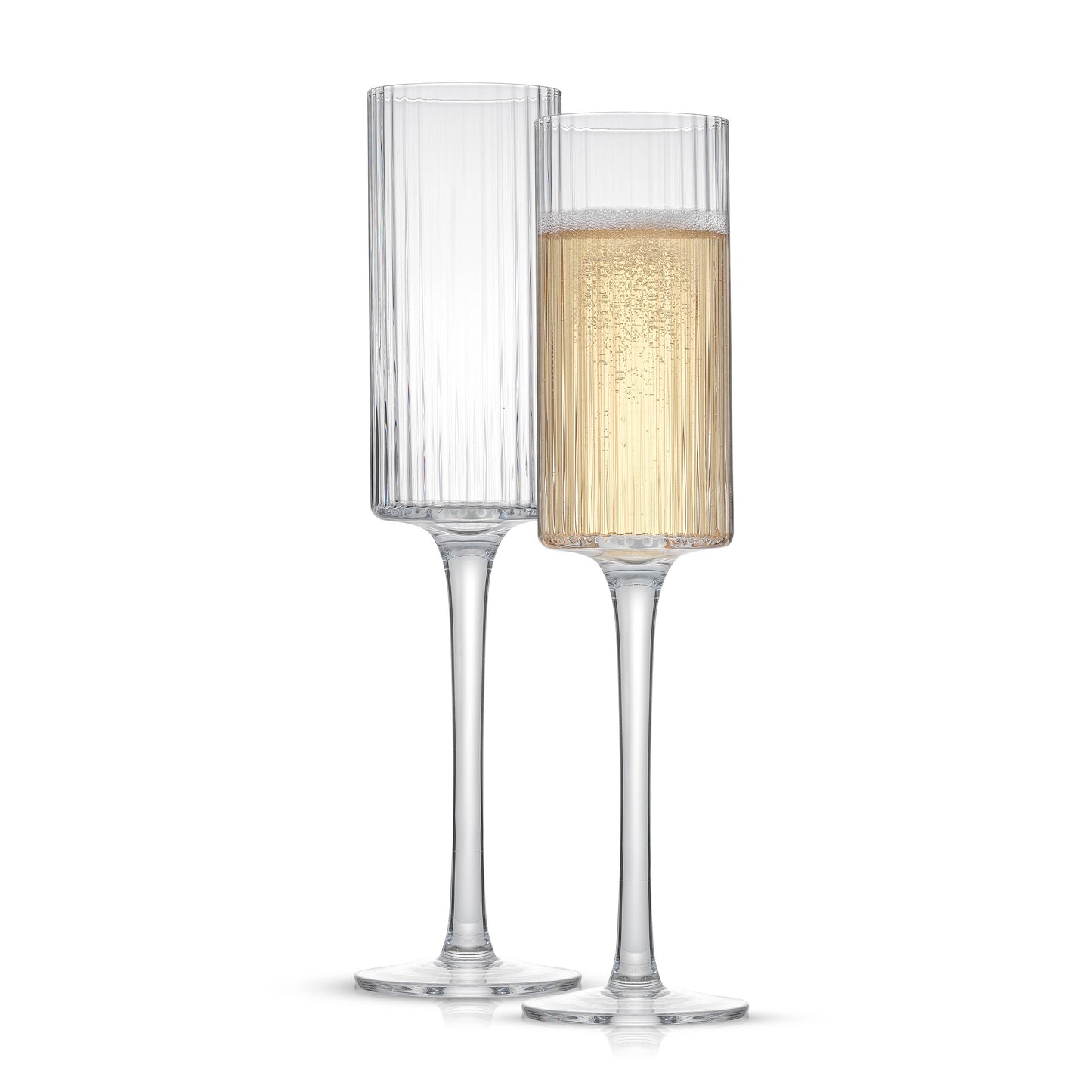 JoyJolt Elle Fluted Cylinder Champagne Glass - Set of 2