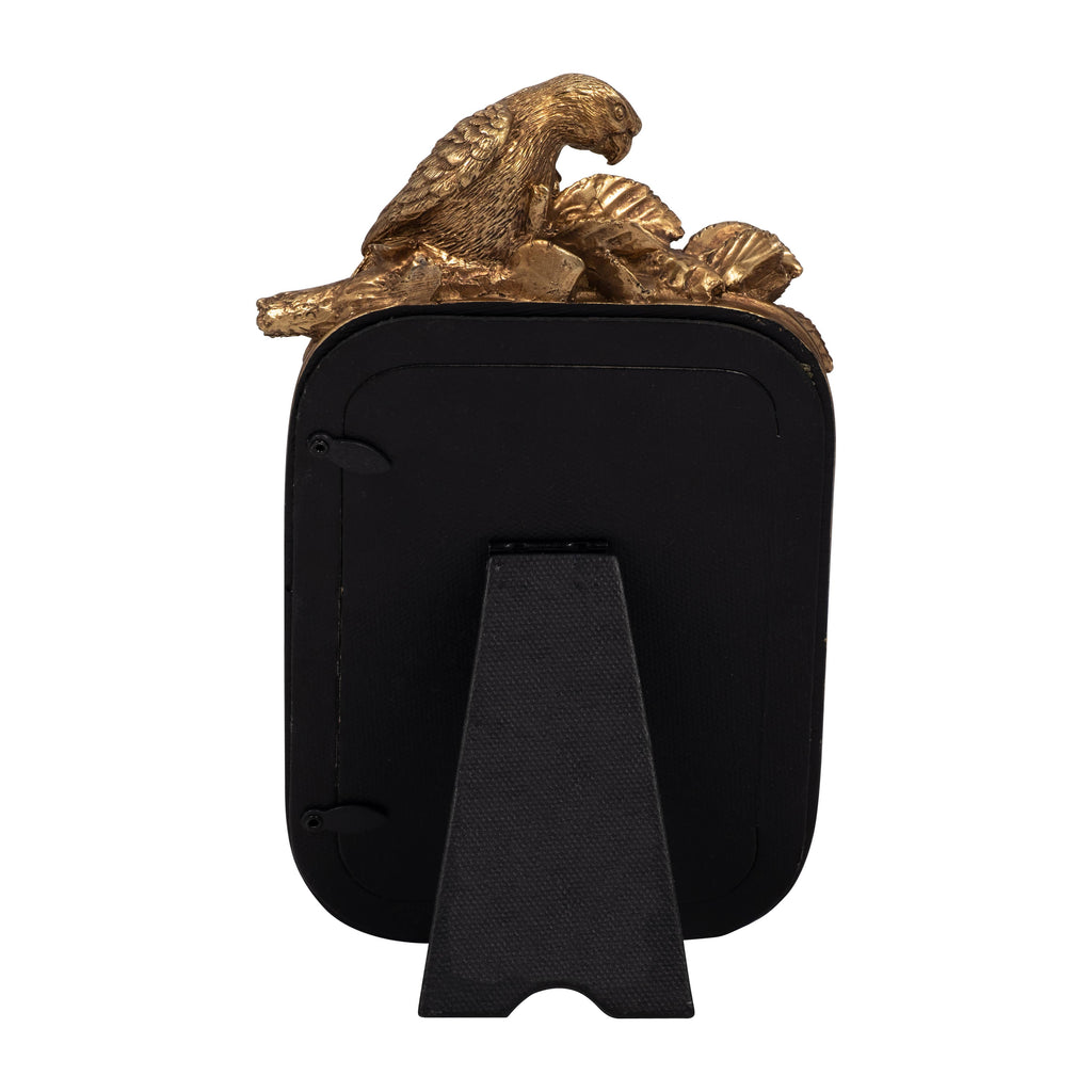 Decorative Picture Frame - Gold Polyresin Bird, 4x6 in.