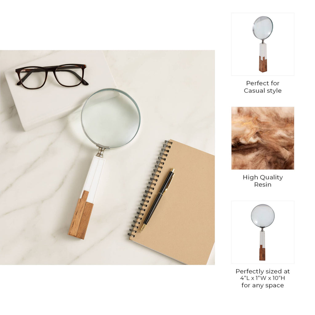 Decorative Object - White Resin 2-Toned Magnifying, 10 in.