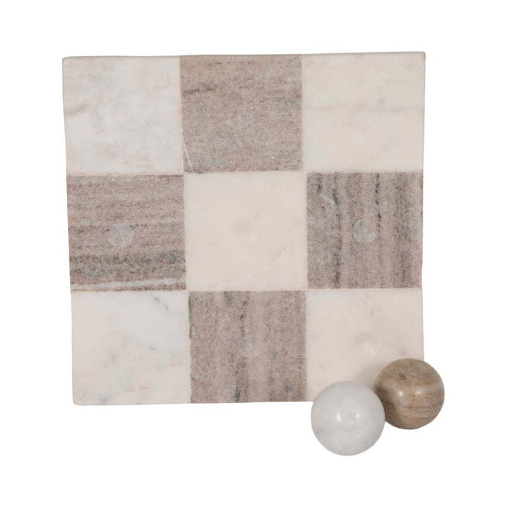 Marble Casual Tic-Tac-Toe Decorative Game Set - Ivory, 9 in.