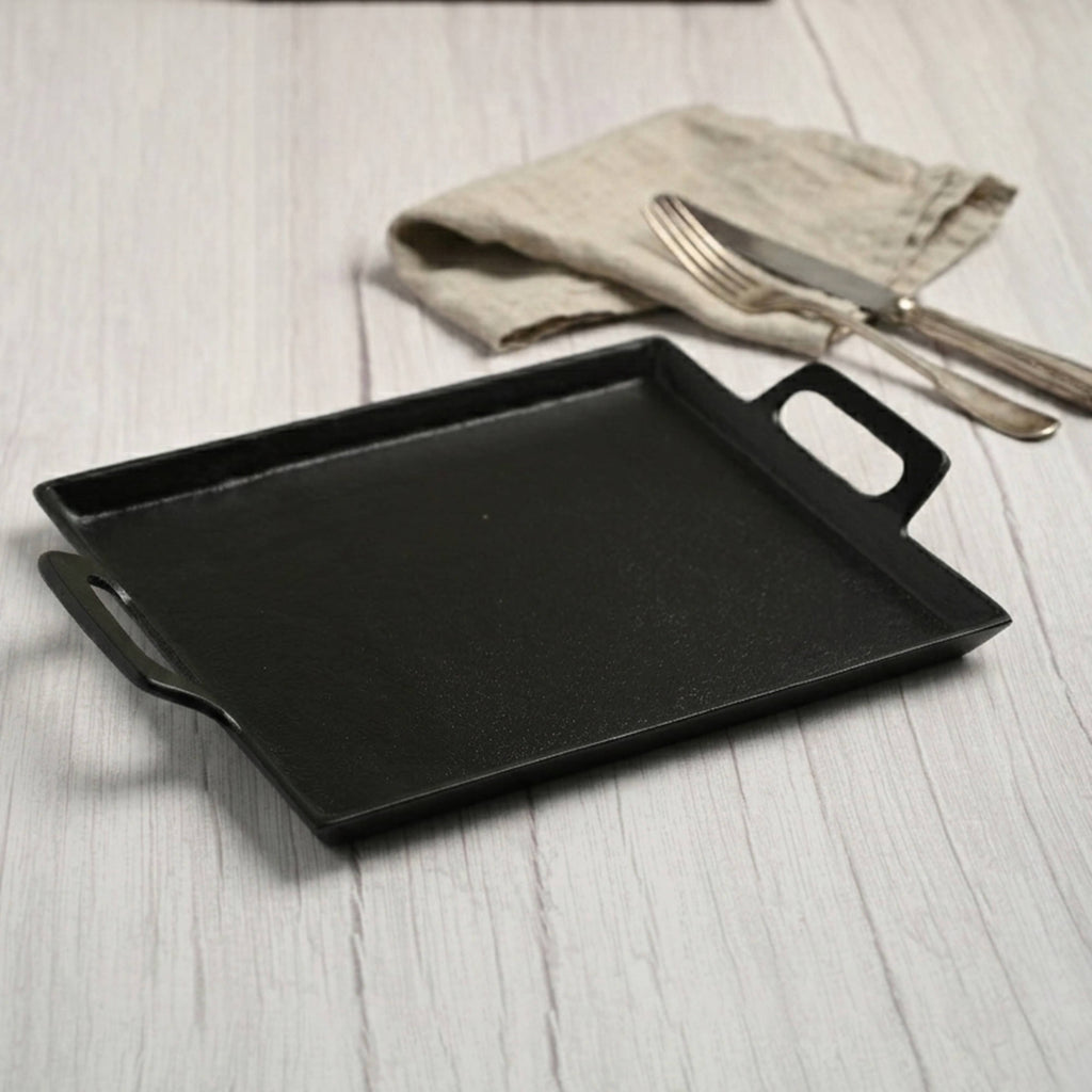 Black Alum. Tray with Handles 10x14”