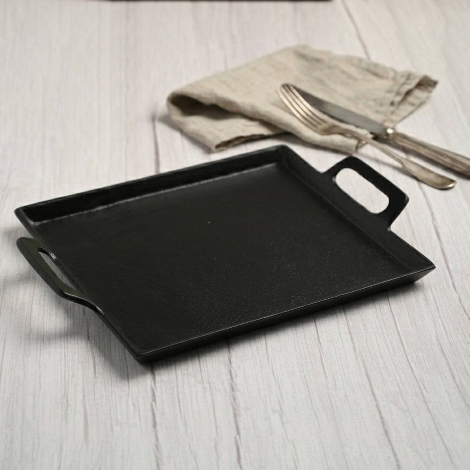 Black Alum. Tray with Handles 10x14”
