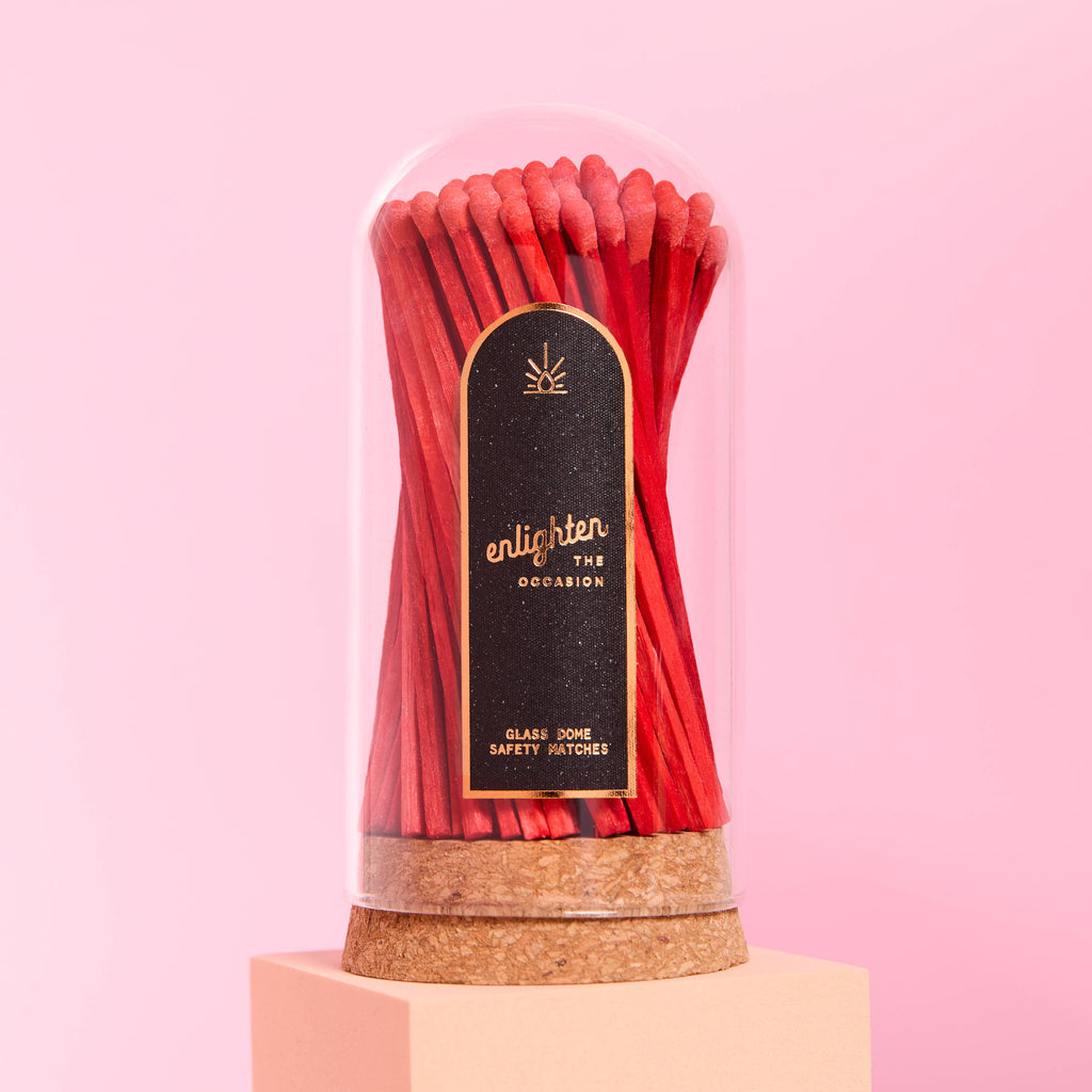 Corked Glass Dome with Ruby Red Matches – Candle Accessory