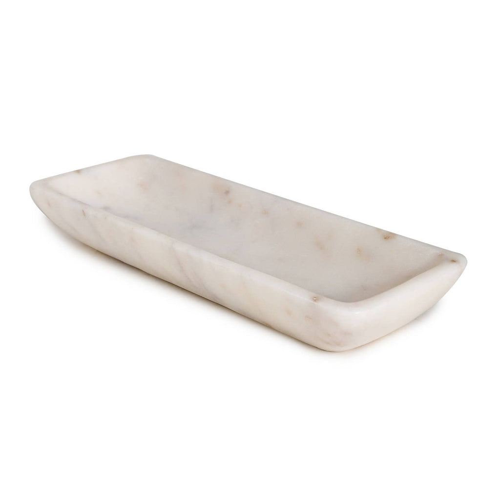 Sm. White Marble Round Edged Tray