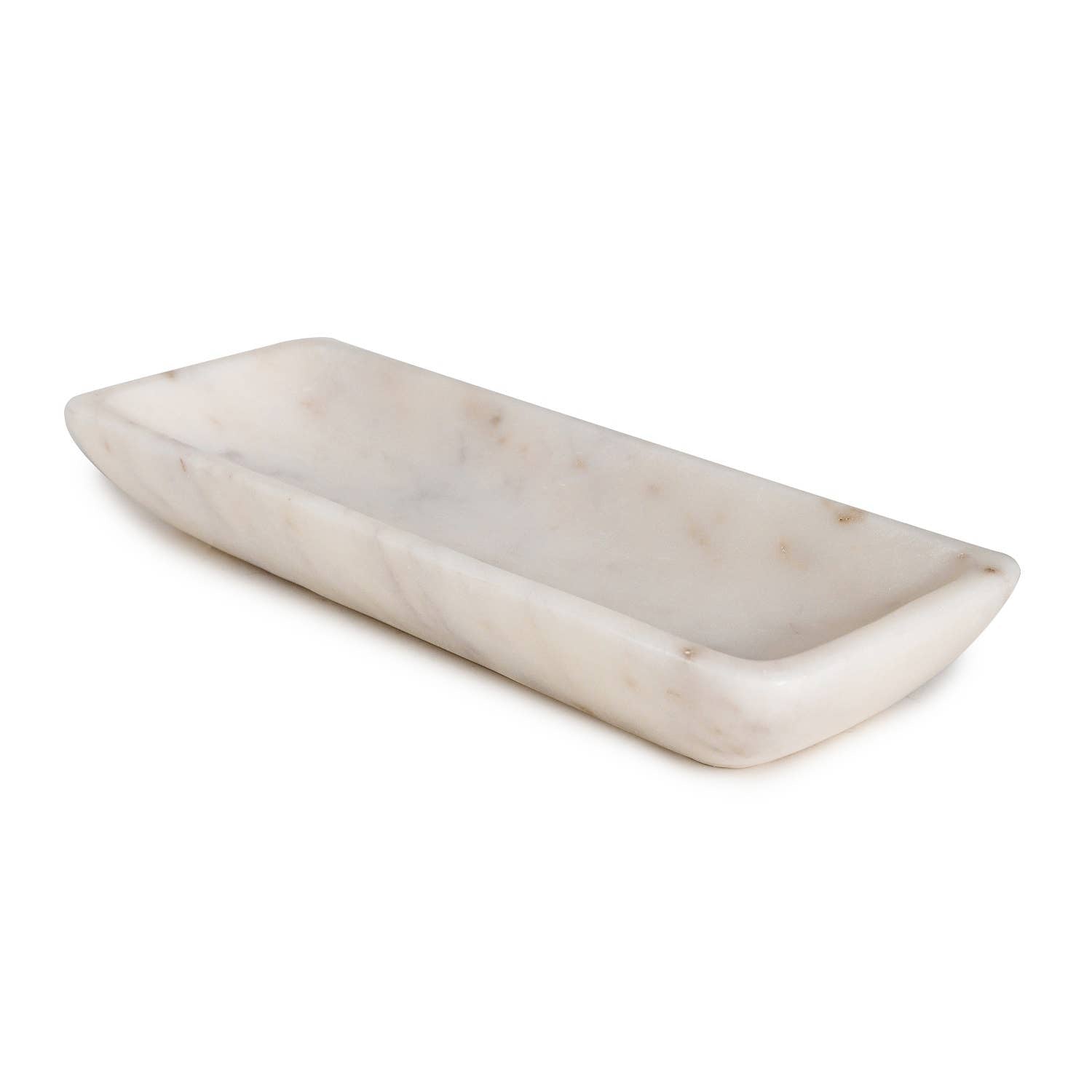 Sm. White Marble Round Edged Tray