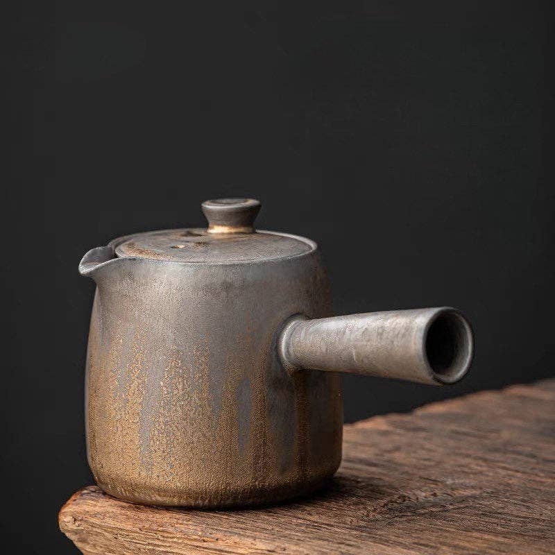 Everyday Side handle Ceramic Metallic Glaze Teapot