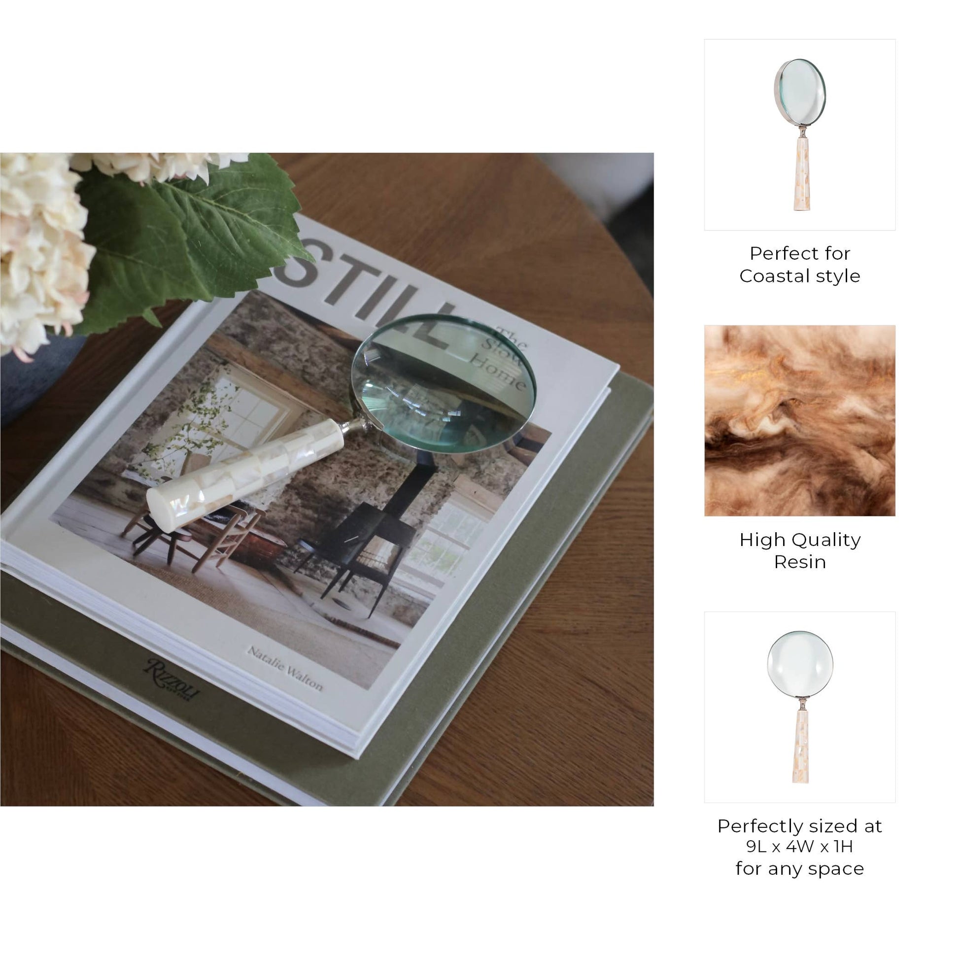 Magnifying Glass with Metal Resin Mop Handle