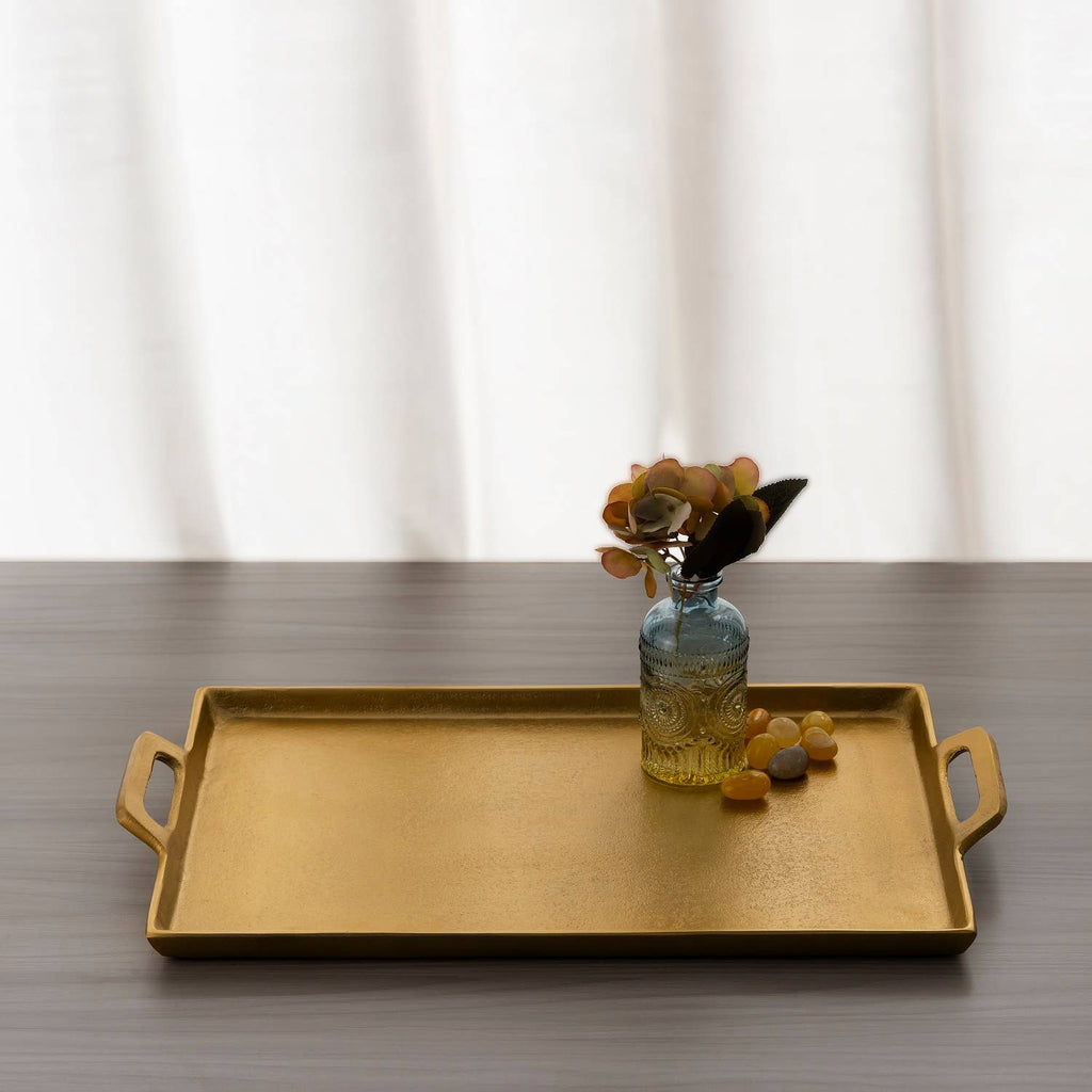 Aluminum Tray w/Handles Antique Brass