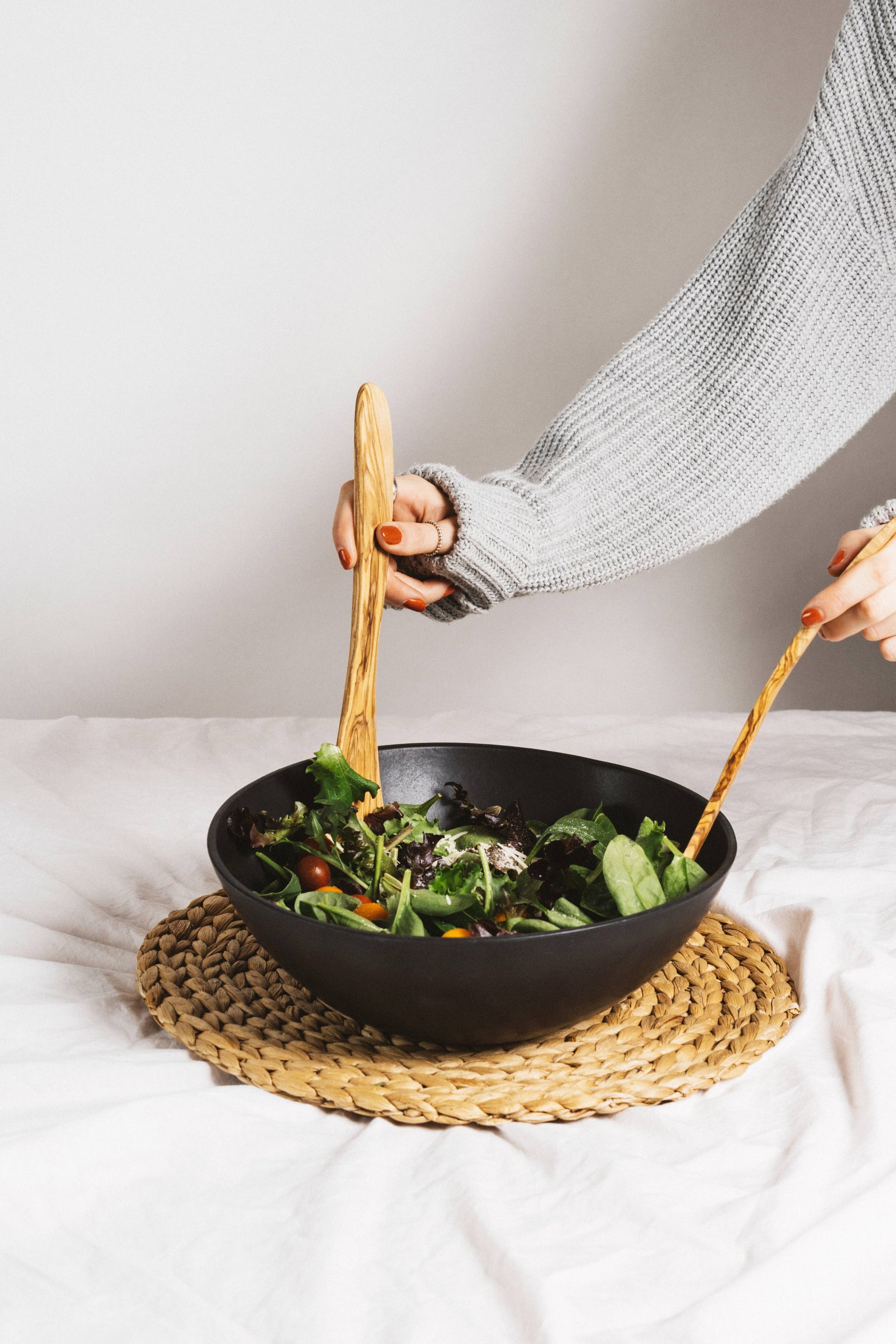 Natural Olive Wood Utensils Serving Set