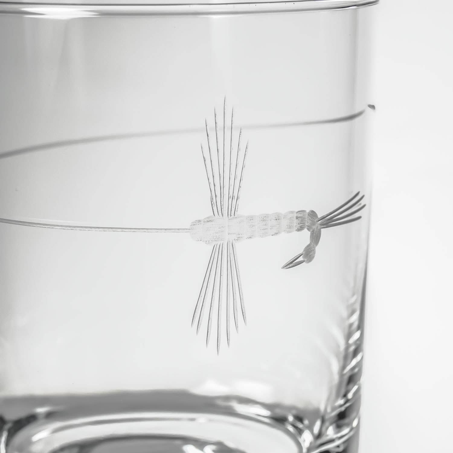 Fly Fishing Double Old Fashioned Glass 13oz