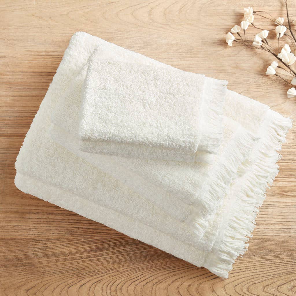 Terry Cotton 630gsm Fringed 6-Piece Towel Set, Ivory