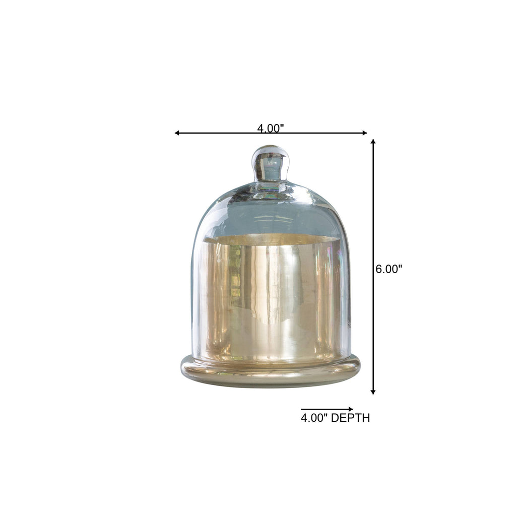 Glass 6" Gold Everyday Mercury Jar With Cloche DS