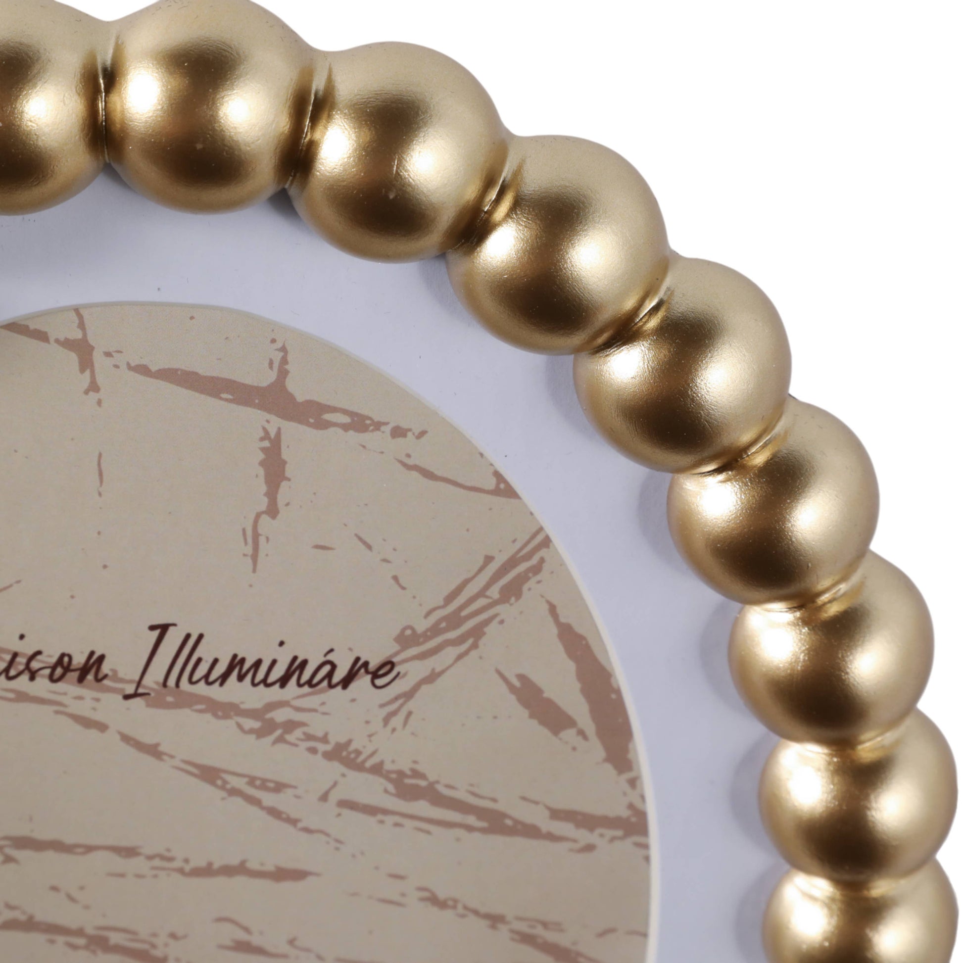 Photo Frame - Gold Glass Matted Round Beaded, 7x9 in.