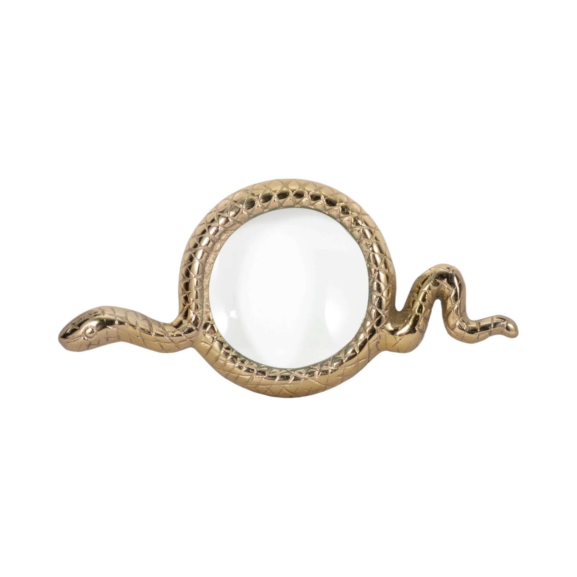 Decorative Object - Gold Metal Snake Magnifying Glass, 9 in.