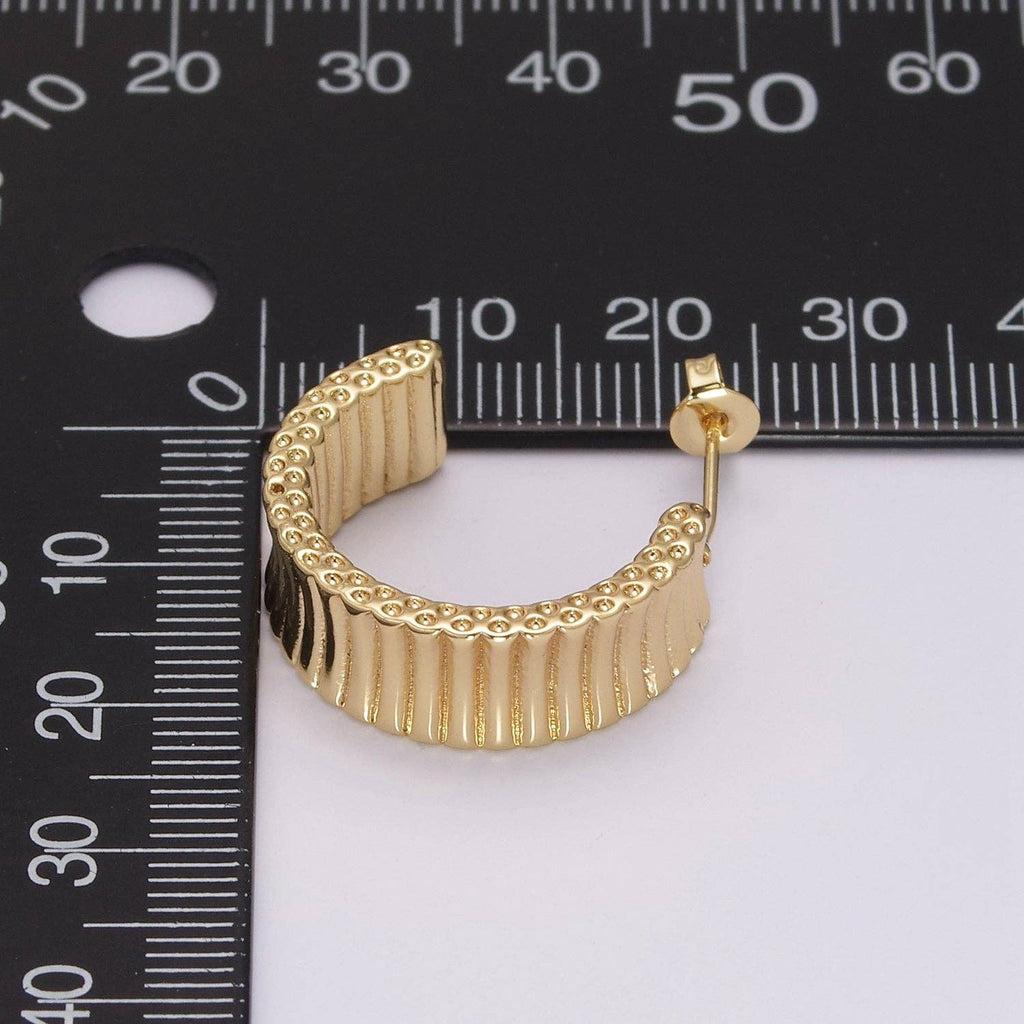 Chunky Striped hoop earrings, Modern hoop earrings 24K Gold Filled Hoop earrings