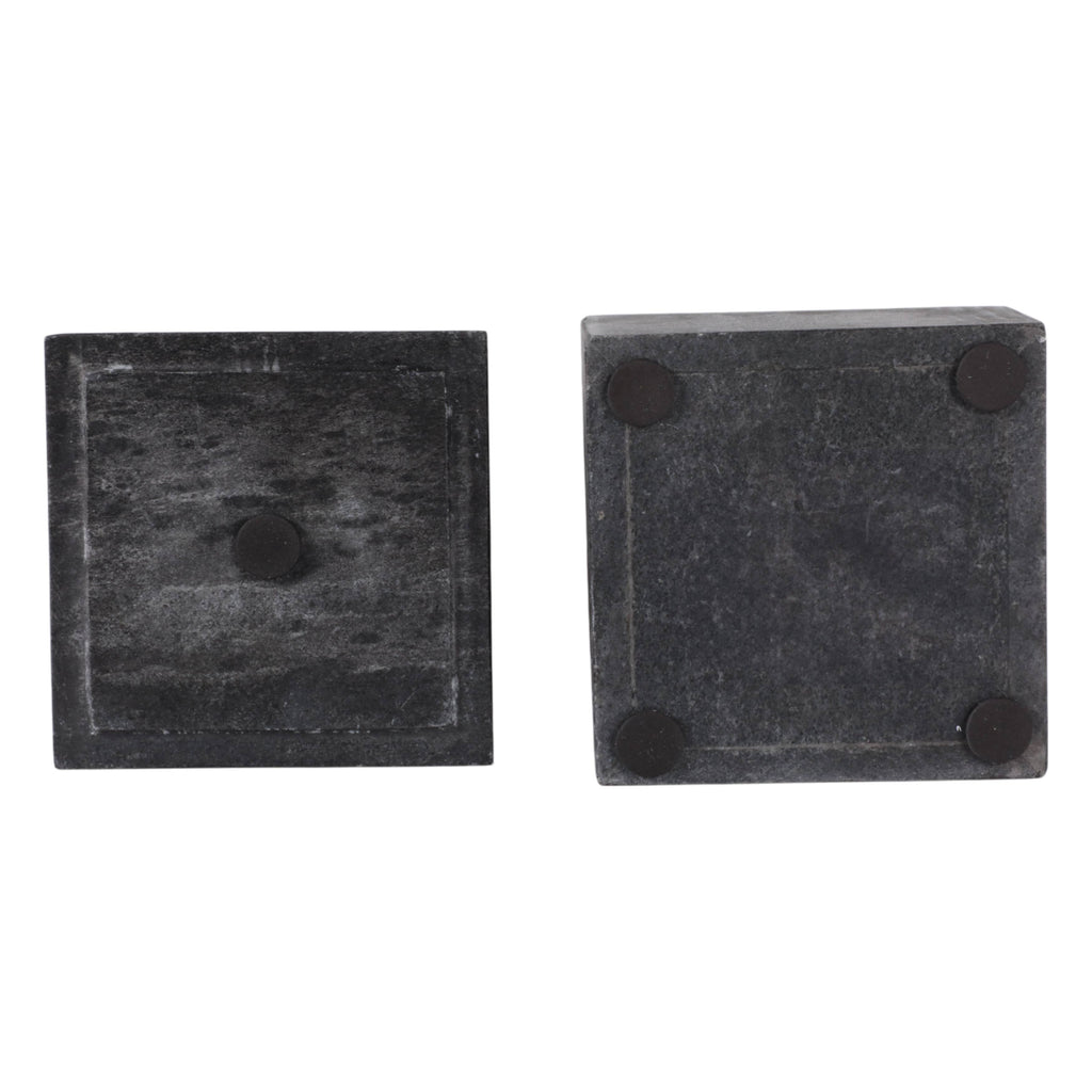 Marble Modern Square Storage Box with Knob - Black, 5 in.