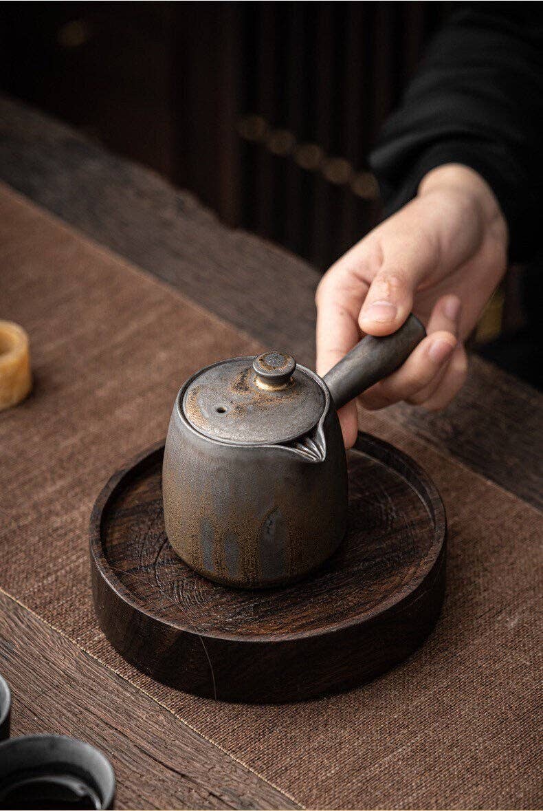 Everyday Side handle Ceramic Metallic Glaze Teapot