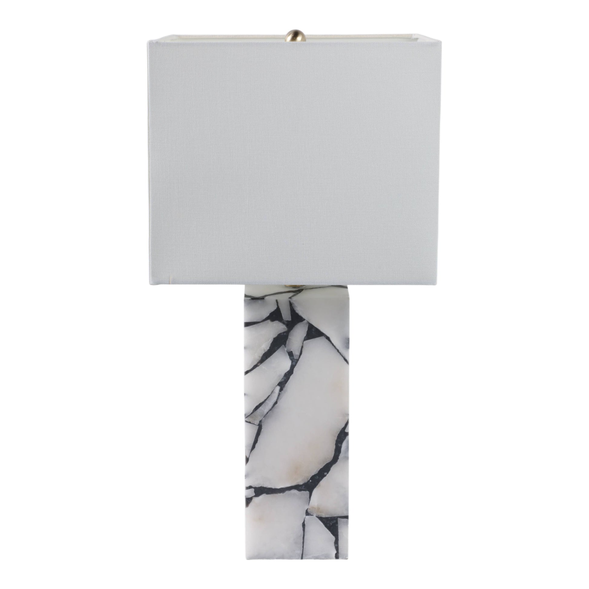 Table Lamp - White Stone Fabric Alabaster Pieces, 24 in.
