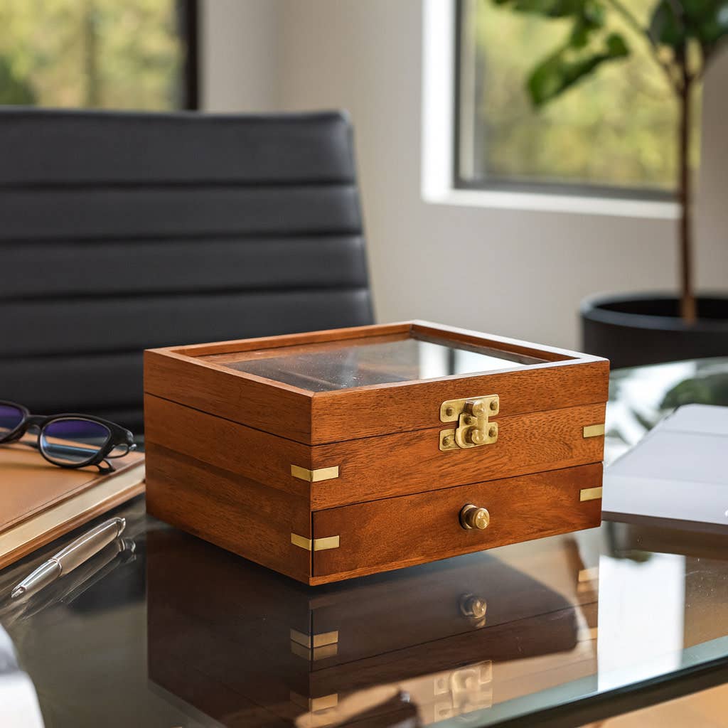 Game Set - Brown/Gold Wood 3 in 1 with Storage Case