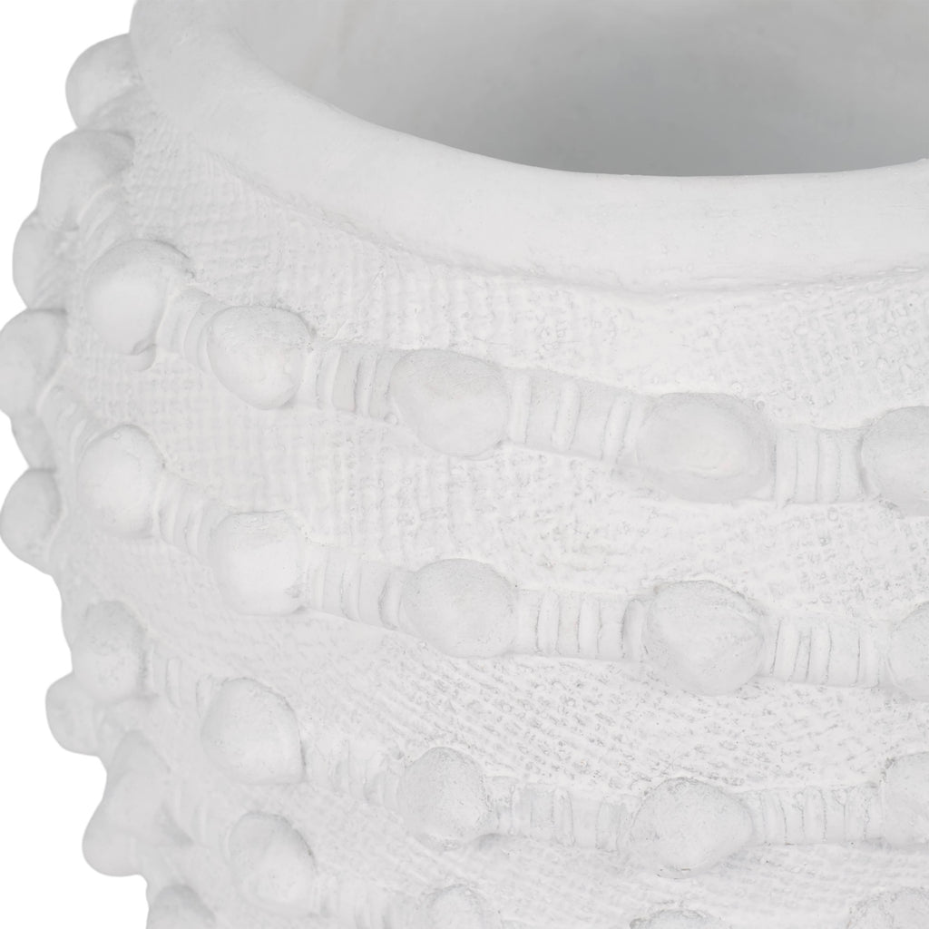 Ceramic Raised Textured Woven Knot Planter - White, 9 in.