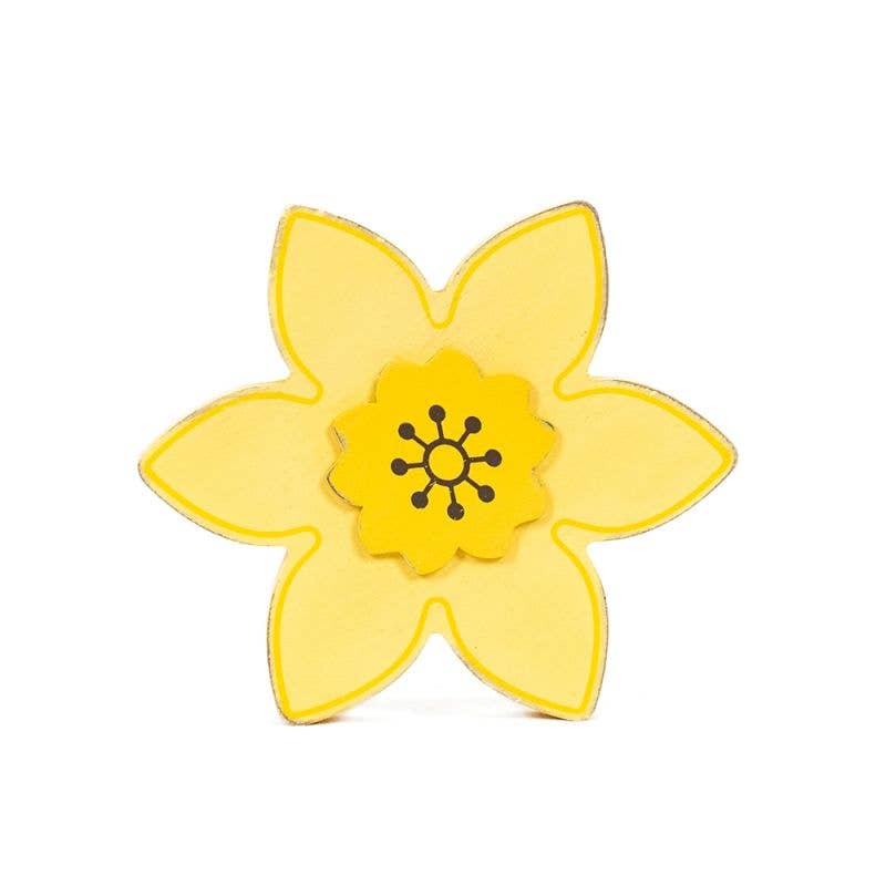 35018 - 6x5 chunky wood shape DAFFODIL Easter Spring decor