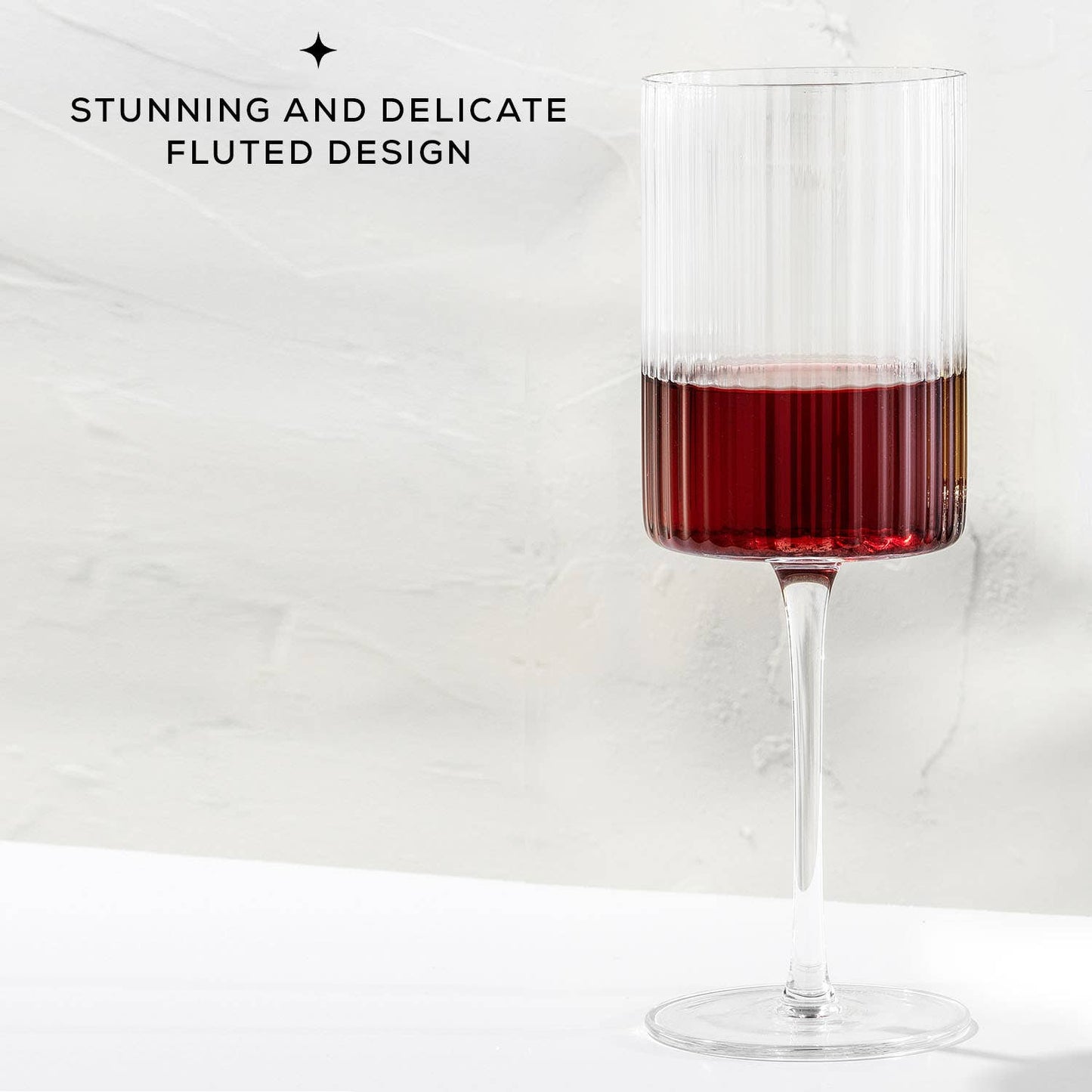 Fluted Cylinder Red Wine Glass - Set of 2