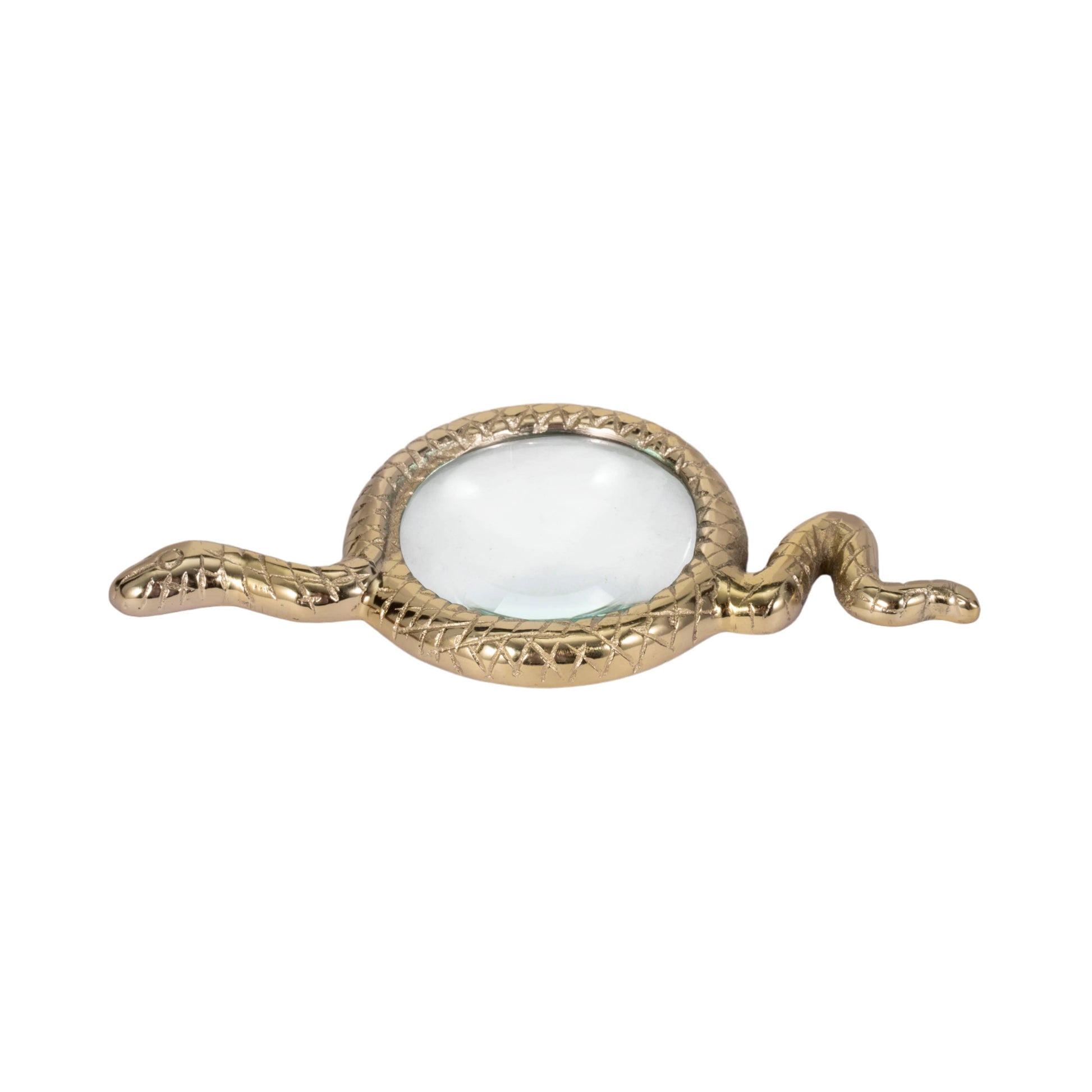 Decorative Object - Gold Metal Snake Magnifying Glass, 9 in.