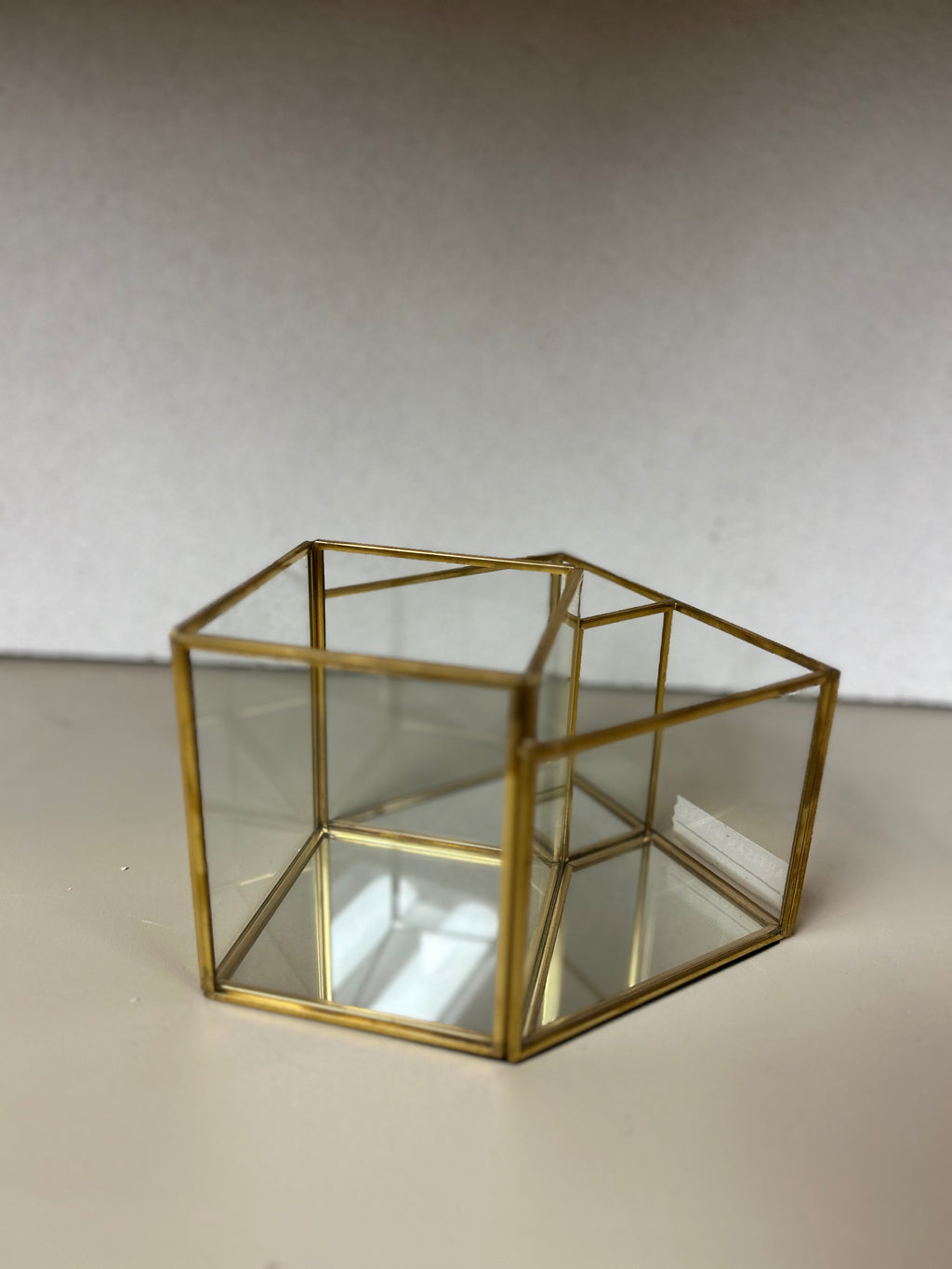 Gold and Glass Asymmetrical Container