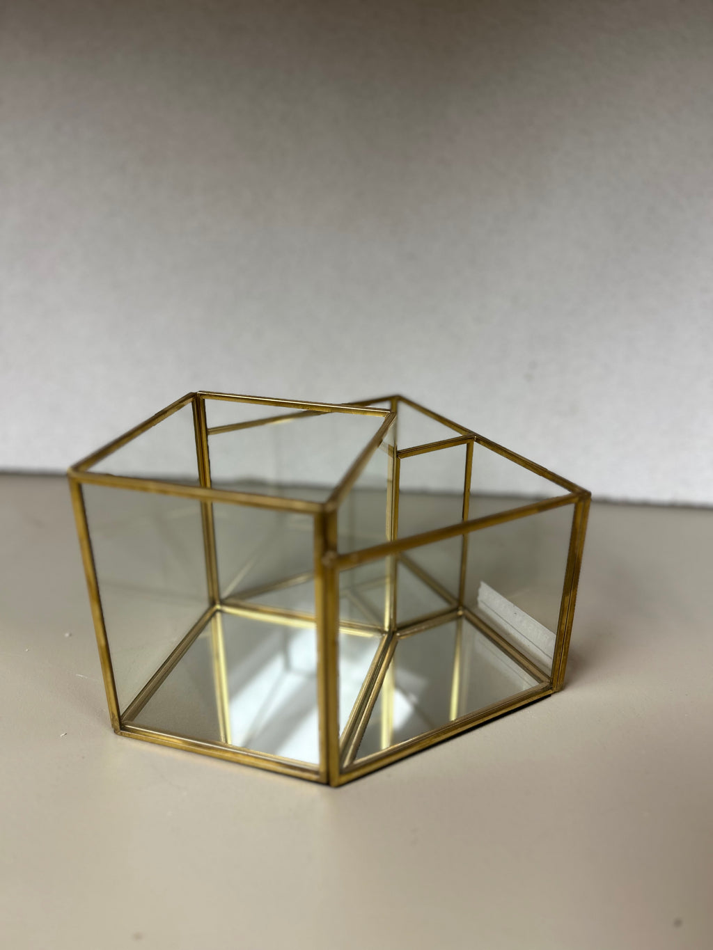 Gold and Glass Asymmetrical Container